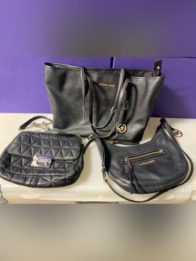 MICHAEL KORS Black Bag Bundle  — Travel Tote, Crossbody Hobo, Sloan Shoulder Bag